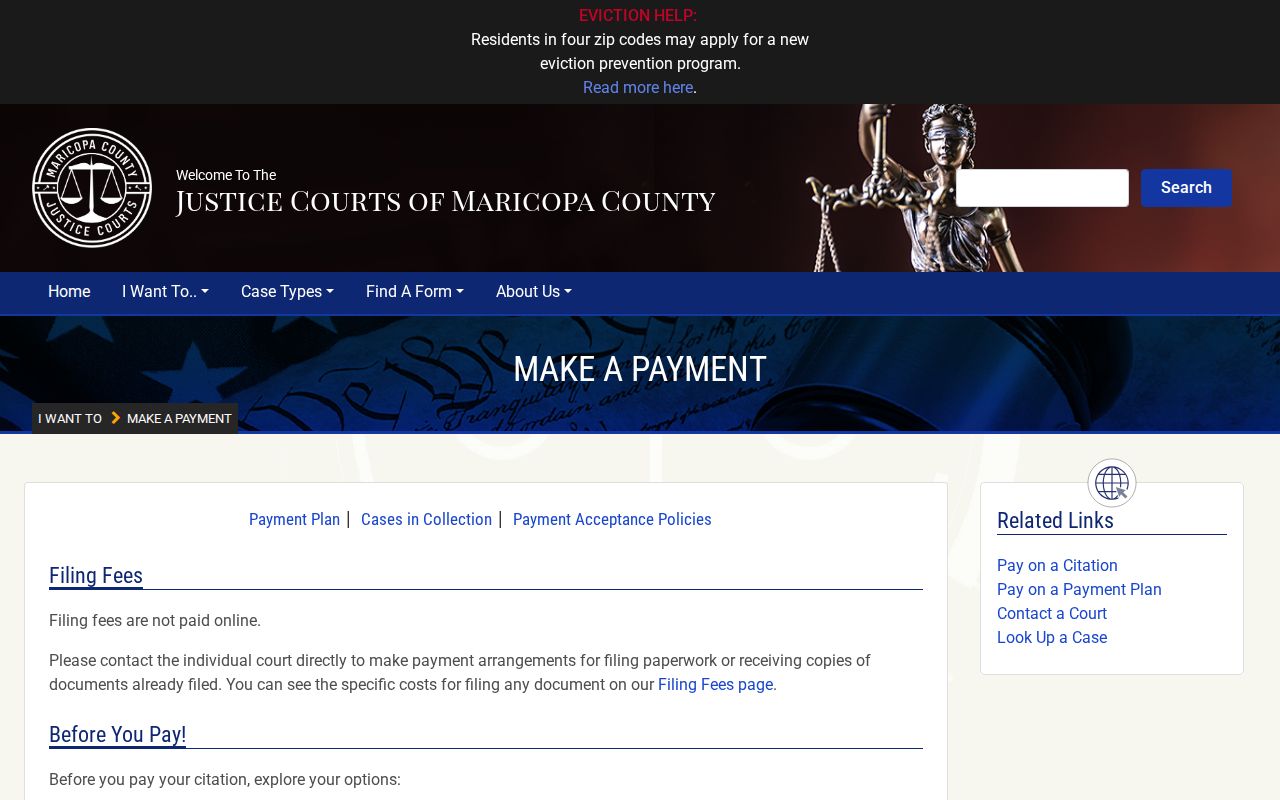 Maricopa County traffic warrant Justice Court payment instructions