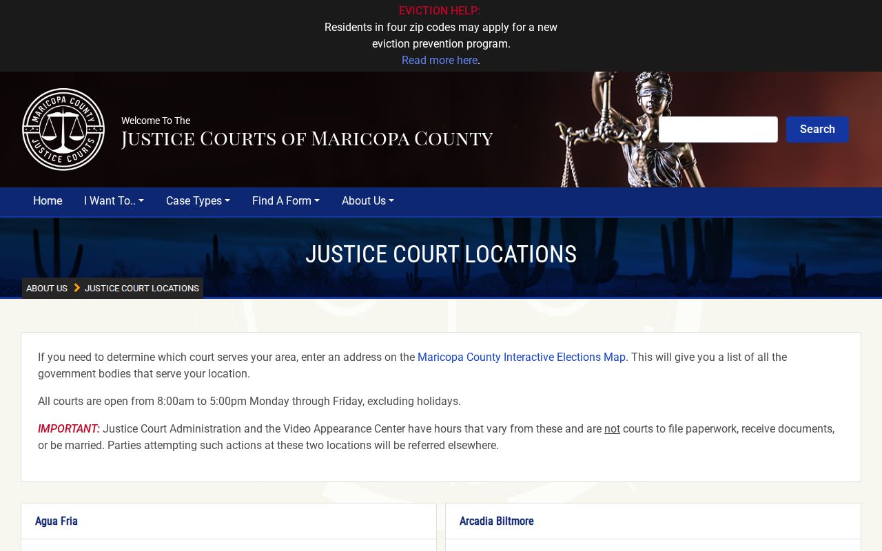 Maricopa County traffic warrant Justice Court precinct locator