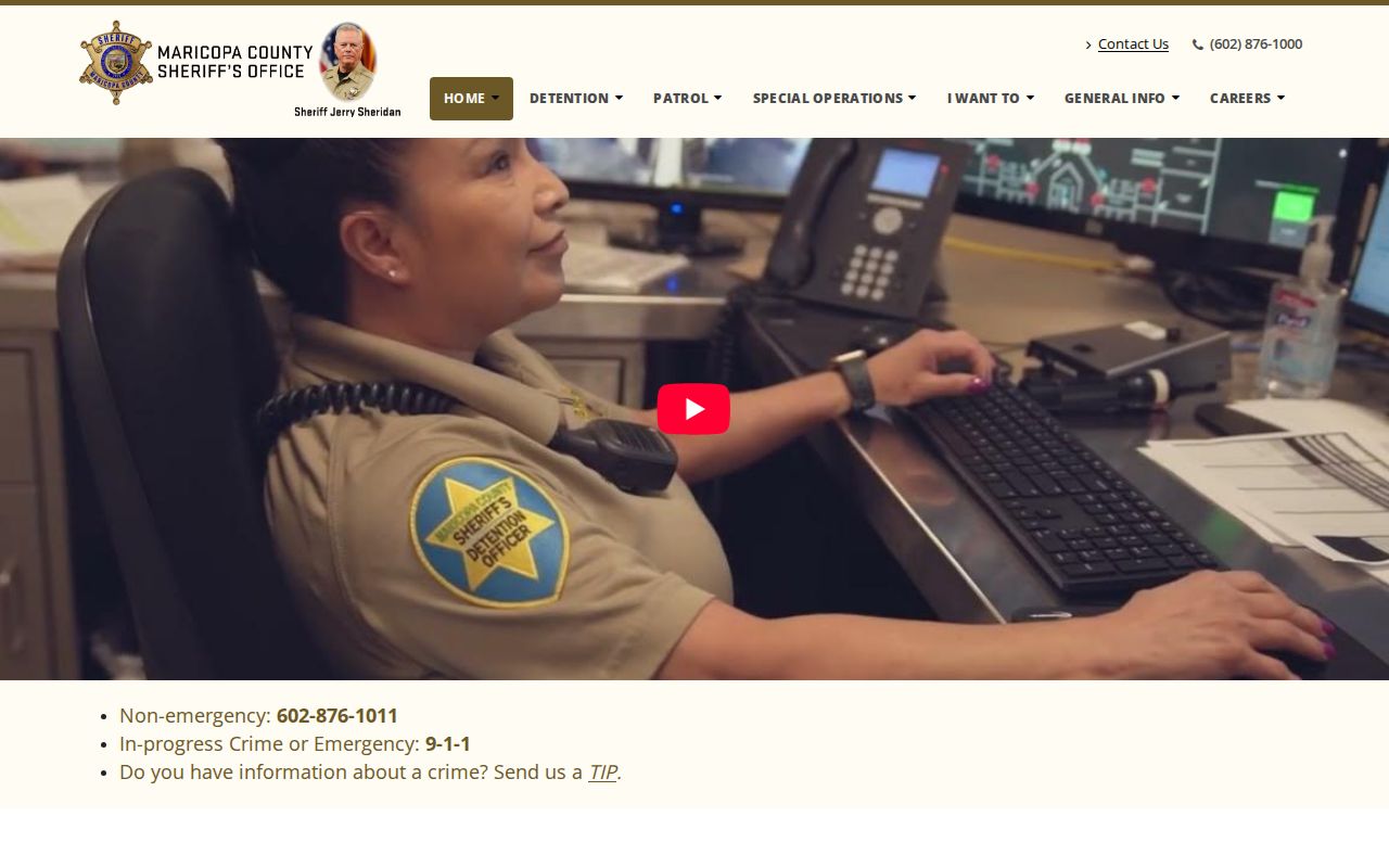 Maricopa County warrant records navigation on the MCSO website